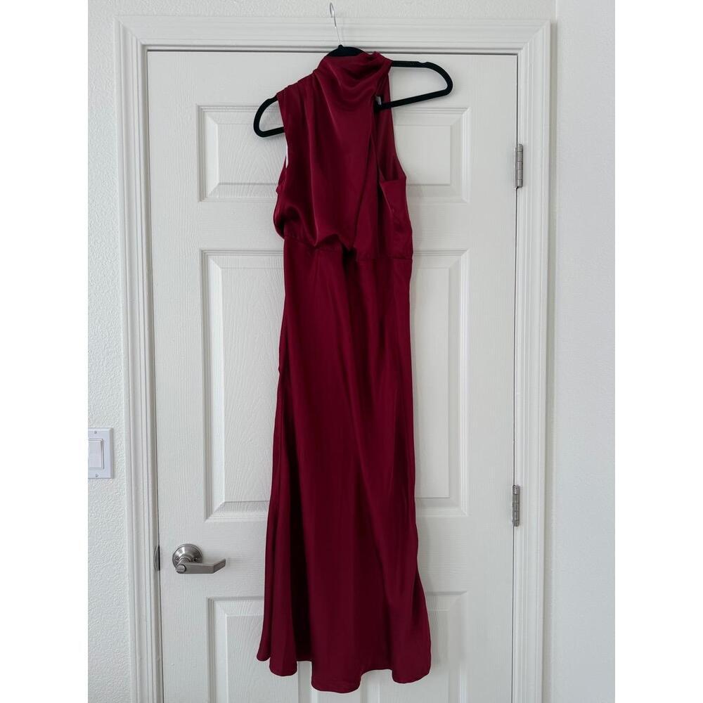 Lulus Wine Red Asymmetrical Satin Gown